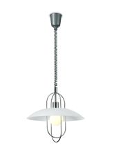 Riva Rise & Fall Pendant 1 Light E27, Polished Chrome/Opal White Glass Shade