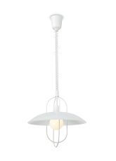 Riva Rise & Fall Pendant 1 Light E27, Matt White/Opal White Glass Shade