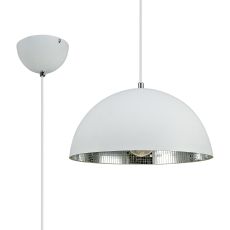 Krista Single Pendant 1 Light E27, Matt White/Mirror Mosaic Inner