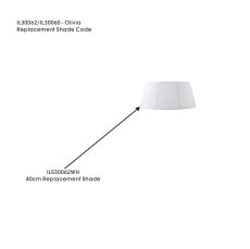 Olivia Organza Table Lamp Shade White For IL30062/65, 330/400mmx180mm