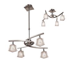 Keops Telescopic Pendant Convertible To Semi Flush 4 Light G9, Satin Nickel