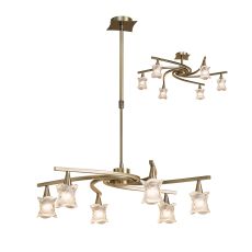 Rosa 64cm Del Desierto Telescopic Pendant Convertible To Semi Flush 6 Light G9, Antique Brass