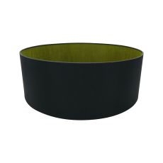 Sigma Round Cylinder, 600 x 220mm Dual Faux Silk Fabric Shade, Midnight Black/Green Olive