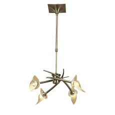 Flavia Telescopic Pendant Convertible To Semi Flush Round 4 Light G9, Antique Brass