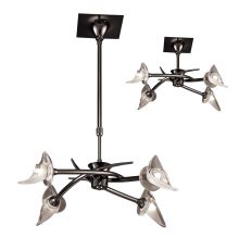 Flavia 54cm Telescopic Pendant Convertible To Semi Flush Round 4 Light G9, Black Chrome