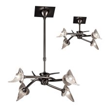 Flavia Telescopic Pendant Convertible To Semi Flush Round 4 Light G9, Black Chrome