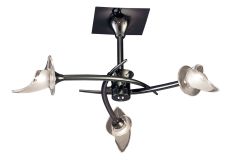 Flavia 54cm Semi Flush Round 3 Light G9, Black Chrome