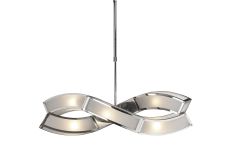 Duna E27 Rectangular Pendant 2 Arm 6 Light E27, Polished Chrome/White Acrylic, CFL Lamps INCLUDED