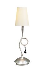 Paola Table Lamp 1 Light E14, Silver Painted With Cmozarella Shade & Black Glass Droplets