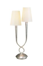 Paola Table Lamp 2 Light E14, Silver Painted With Cmozarella Shades