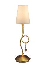 Paola Table Lamp 1 Light E14, Gold Painted With Cmozarella Shade & Amber Glass Droplets (3545)