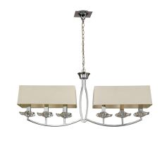 Akira Linear Pendant 2 Arm 6 Light E14, Polished Chrome With Cmozarella Shades