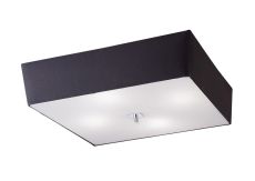 Akira Square Flush Ceiling 4 Light E27, Polished Chrome / Frosted Glass With Black Shade