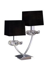 Akira Table Lamp 2 Light E14, Polished Chrome With Black Shades