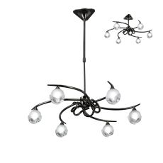 Fragma Telescopic Convertible To Semi Flush 6 Light G9, Black Chrome