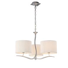 Eve Pendant 3 Light E27, Polished Chrome With White Round Shade