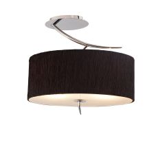 Eve Semi Flush 2 Light E27, Polished Chrome With Black Oval Shade