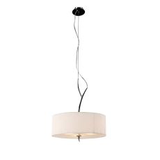 Eve 50cm Single Pendant 3 Light E27, Polished Chrome With White Round Shade