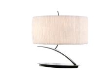 Eve Table Lamp 2 Light E27 Small, Polished Chrome With White Oval Shade