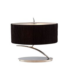 Eve Table Lamp 2 Light E27 Small, Polished Chrome With Black Oval Shade