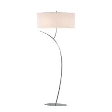 Eve Floor Lamp 2 Light E27, Polished Chrome With White Oval Shade