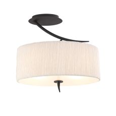 Eve Semi Flush 2 Light E27, Anthracite With White Oval Shade