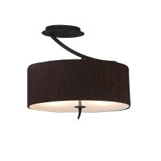 Eve Semi Flush 2 Light E27, Anthracite With Black Oval Shade