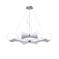 Ora Pendant 8 Flat Round Light E27, Gloss White/White Acrylic/Polished Chrome, CFL Lamps INCLUDED