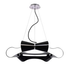 Ora Pendant 6 Flat Round Light E27, Gloss Black/White Acrylic/Polished Chrome, CFL Lamps INCLUDED