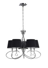 Mara 78cm Pendant 5 Light E14, Polished Chrome With Black Shades