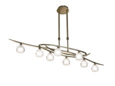 Loop Rectangular Telescopic 8 Light G9 ECO Line, Antique Brass