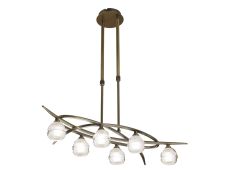 Loop Rectangular Telescopic Convertible To Semi Flush 6 Light G9 ECO, Antique Brass