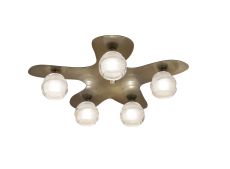 Loop Flush Ceiling 5 Light G9 ECO, Antique Brass