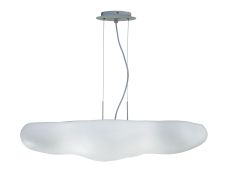 Eos IP44 Rectangular Pendant 6 Light E27, Matt White/Opal White