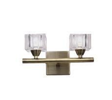 Cuadrax Wall 2 Light G9, Antique Brass