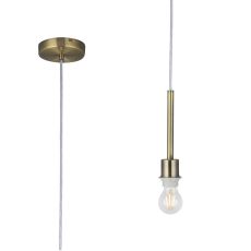 Baymont Antique Brass 1 Light E27 Universal 3m Single Pendant, Suitable For A Vast Selection Of Shades