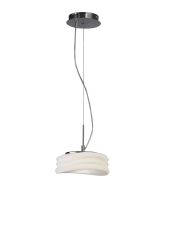 Mediterraneo Pendant 2 Light GU10 Small, Polished Chrome / Frosted White Glass, CFL Lamps INCLUDED