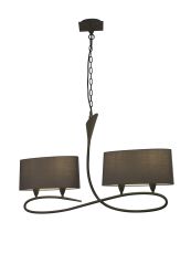 Lua Linear Pendant 2 Arm 4 Light E27, Ash Grey With Ash Grey Shades