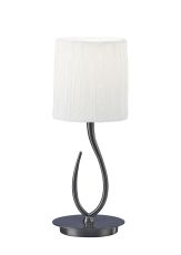 Lua Table Lamp 1 Light E27, Satin Nickel Small With White Shade