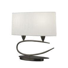 Lua Table Lamp 2 Light E27, Satin Nickel With White Shade