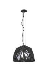 Facette Pendant 1 Light E27, Gloss Black/Polished Chrome