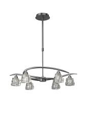 Iku 61cm Telescopic Convertible To Semi Flush 6 Light G9, Satin Nickel