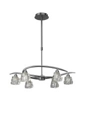 Iku Telescopic Convertible To Semi Flush 6 Light G9, Satin Nickel