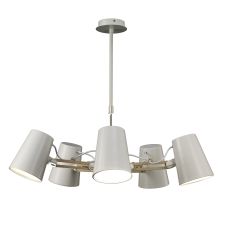 Looker Pendant 5 Light E27, Matt White / Beech