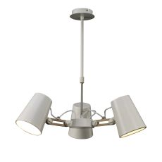 Looker 66cm Pendant 3 Light E27, Matt White / Beech