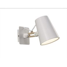 Looker Wall Lamp Switched 1 Light E27 Single Arm, Matt White/Beech