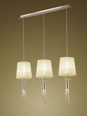 Tiffany Linear Pendant 3+3 Light E27+G9 Line, French Gold With Cmozarella Shades & Clear Crystal