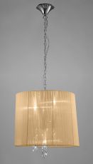 Tiffany 50cm Pendant 3+3 Light E14+G9, Polished Chrome With Soft Bronze Shade & Clear Crystal