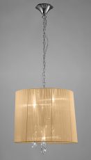 Tiffany Pendant 3+3 Light E14+G9, Polished Chrome With Soft Bronze Shade & Clear Crystal