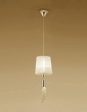 Tiffany Pendant 1+1 Light E27+G9, French Gold With Cmozarella Shade & Clear Crystal